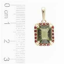 Golden pendant with moldavite and garnets 1472