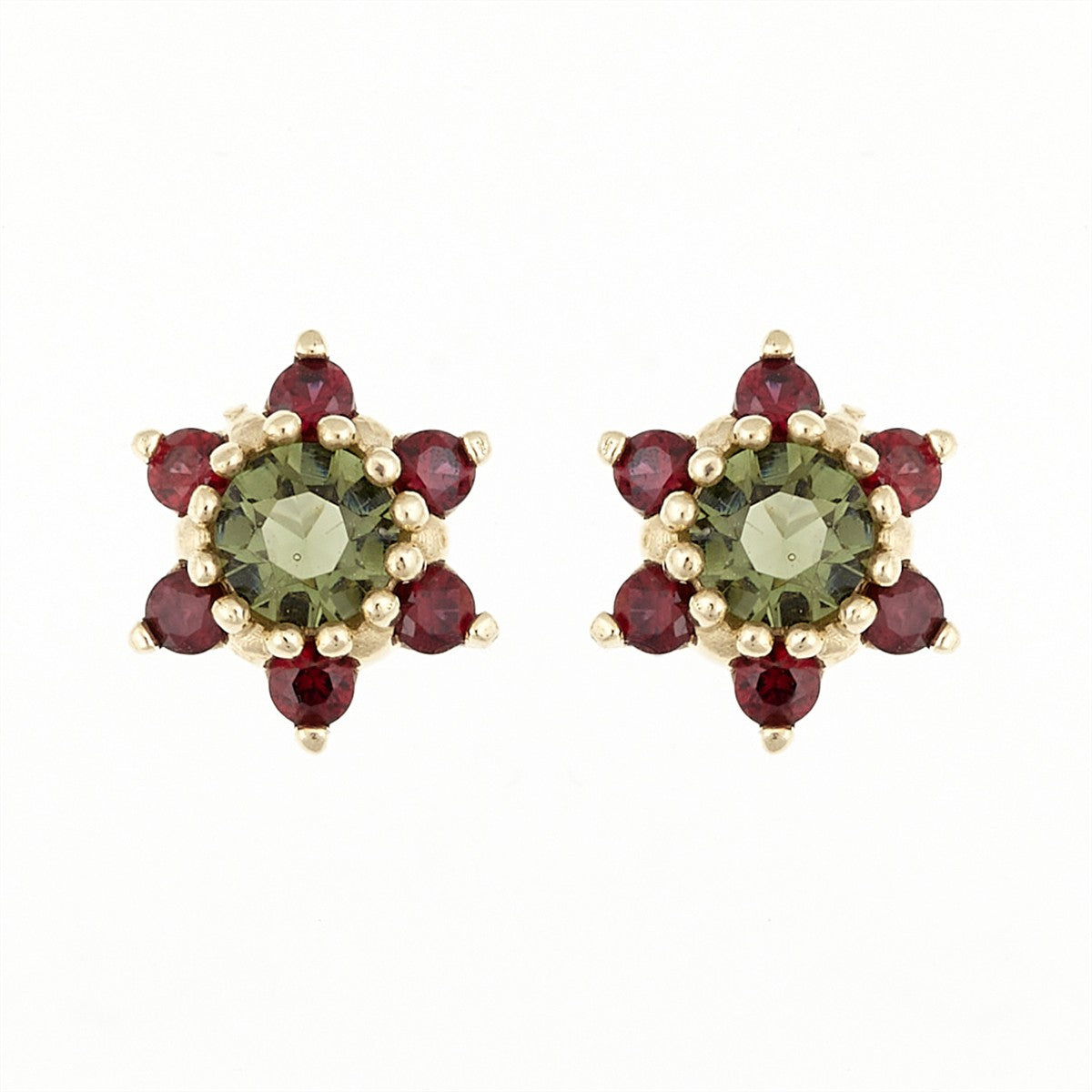 Golden earrings with moldavites 2007-3