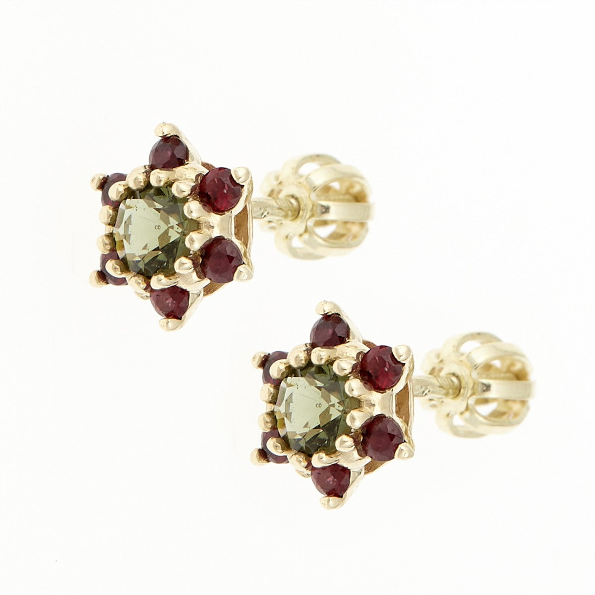 Golden earrings with moldavites 2007-3