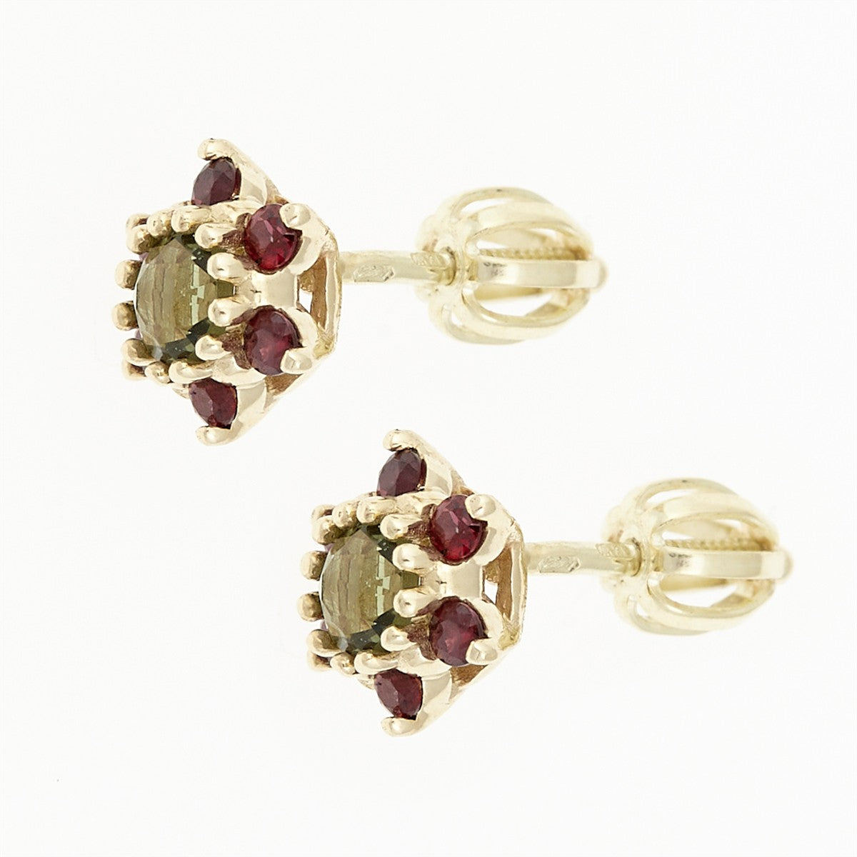 Golden earrings with moldavites 2007-3