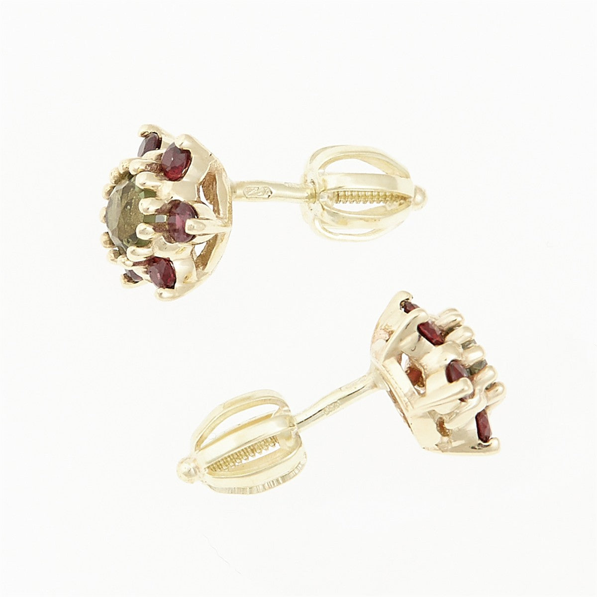 Golden earrings with moldavites 2007-3