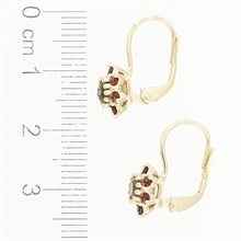 Golden earrings with moldavites and garnets 2007-4