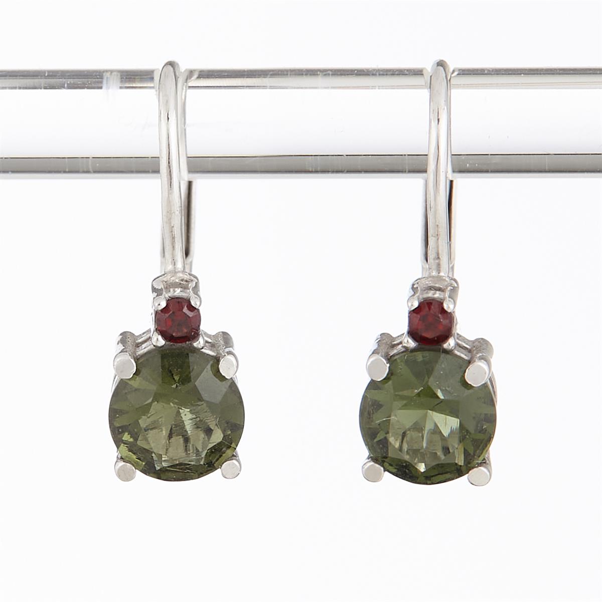 Golden earrings with moldavites and garnets AUVG2085-4WG
