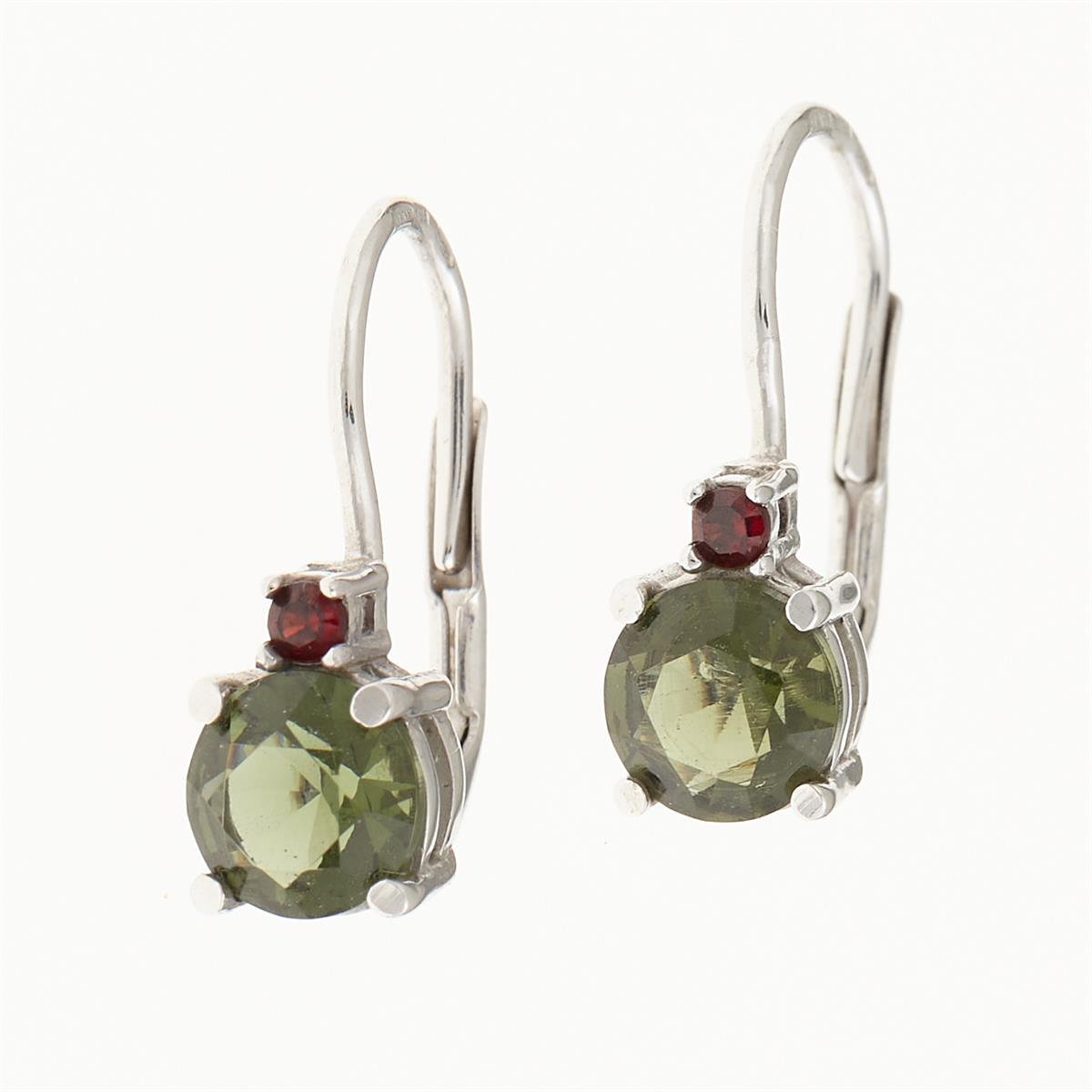 Golden earrings with moldavites and garnets AUVG2085-4WG