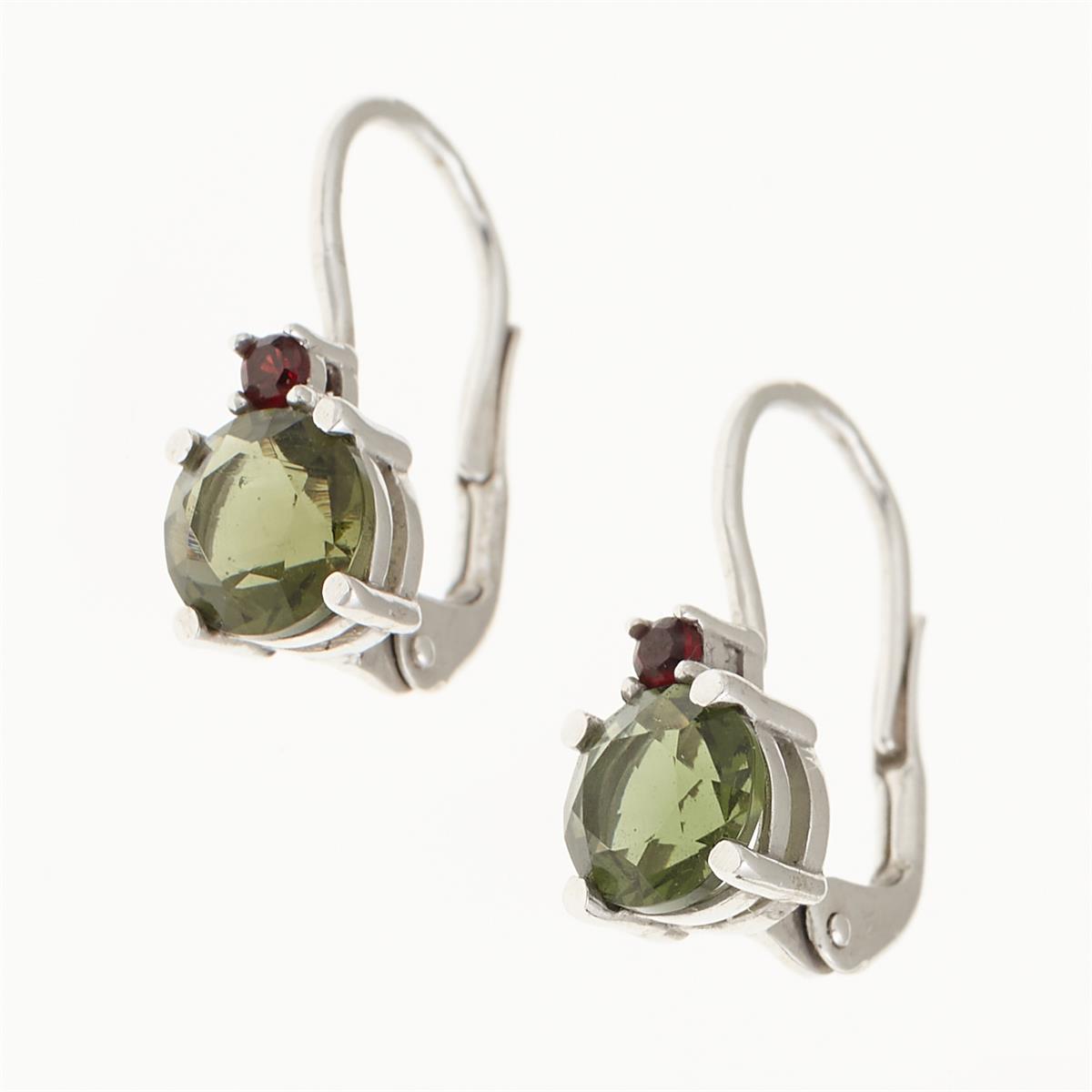 Golden earrings with moldavites and garnets AUVG2085-4WG