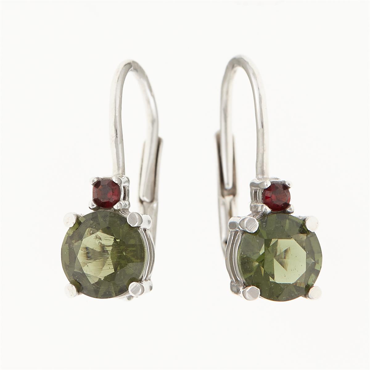 Golden earrings with moldavites and garnets AUVG2085-4WG