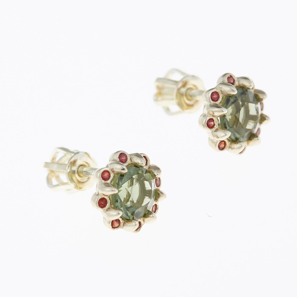 Golden earrings with moldavites AUVG2125-3