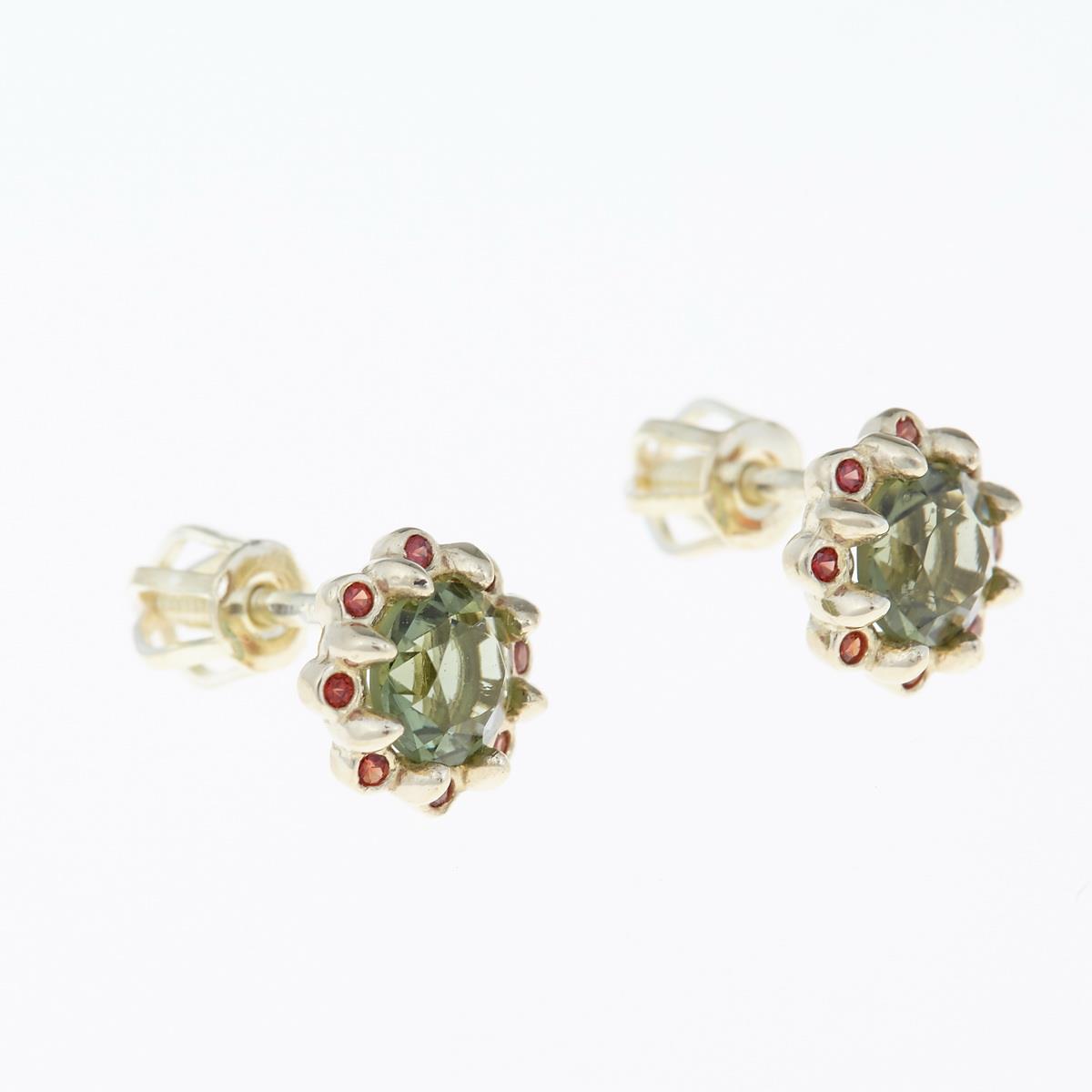 Golden earrings with moldavites AUVG2125-3