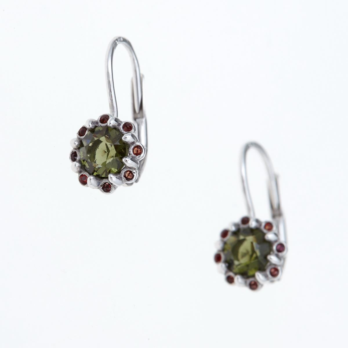 Golden earrings with moldavites AUVG2125-4