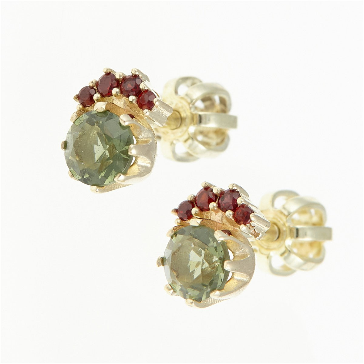 Golden earrings with moldavites AUVG2361-3