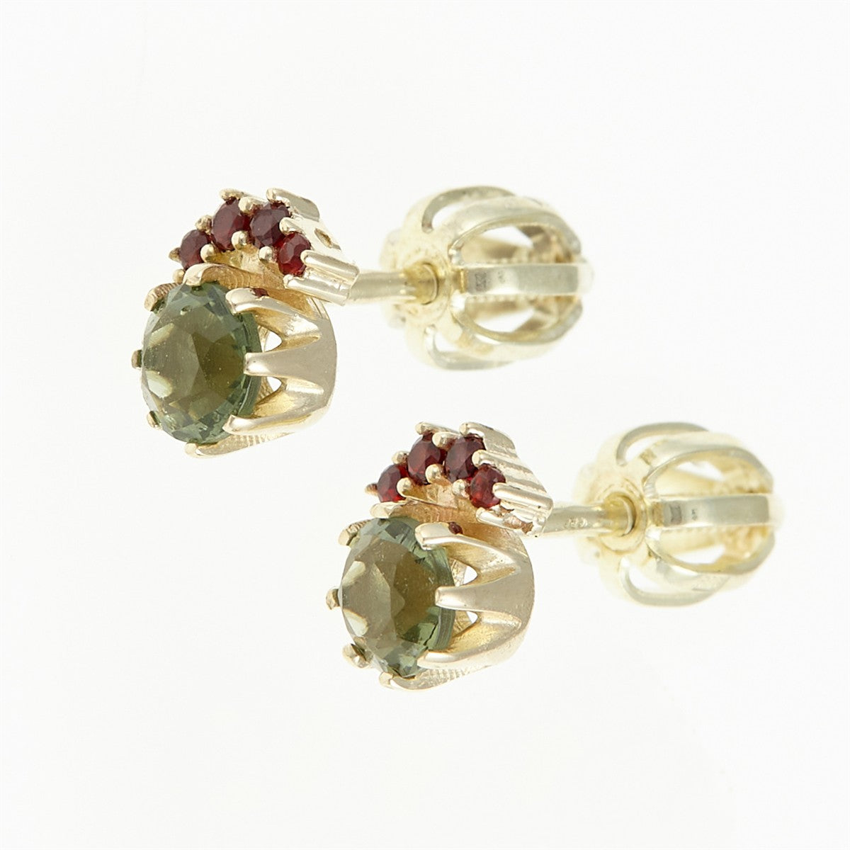 Golden earrings with moldavites AUVG2361-3