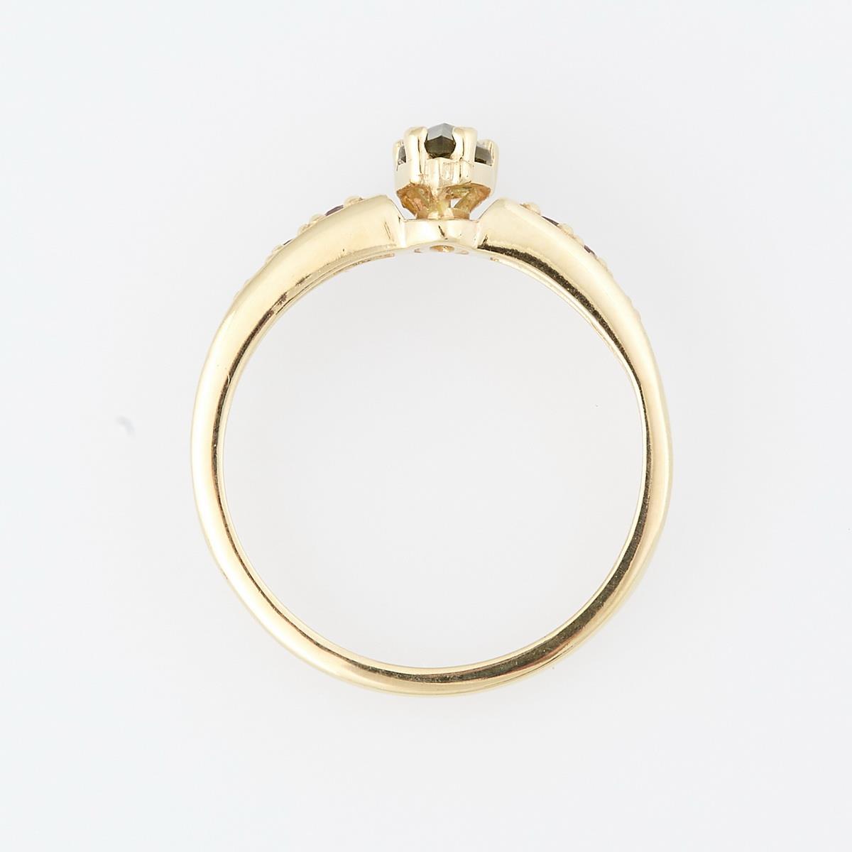 Golden ring with moldavite and garnets 3002