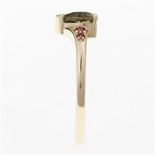 Gold ring with moldavite und garnets - heart 3294
