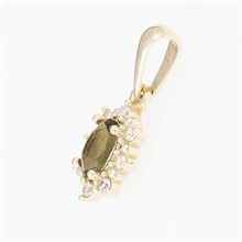 Golden pendant with moldavite and zirconia AUVZ1001