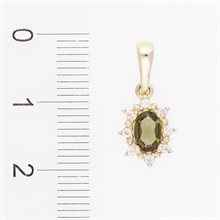 Golden pendant with moldavite and zirconia AUVZ1001