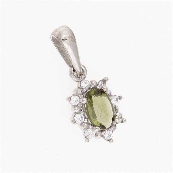 Ciondolo dorato con moldavite e zirconi AUVZ1001-WG