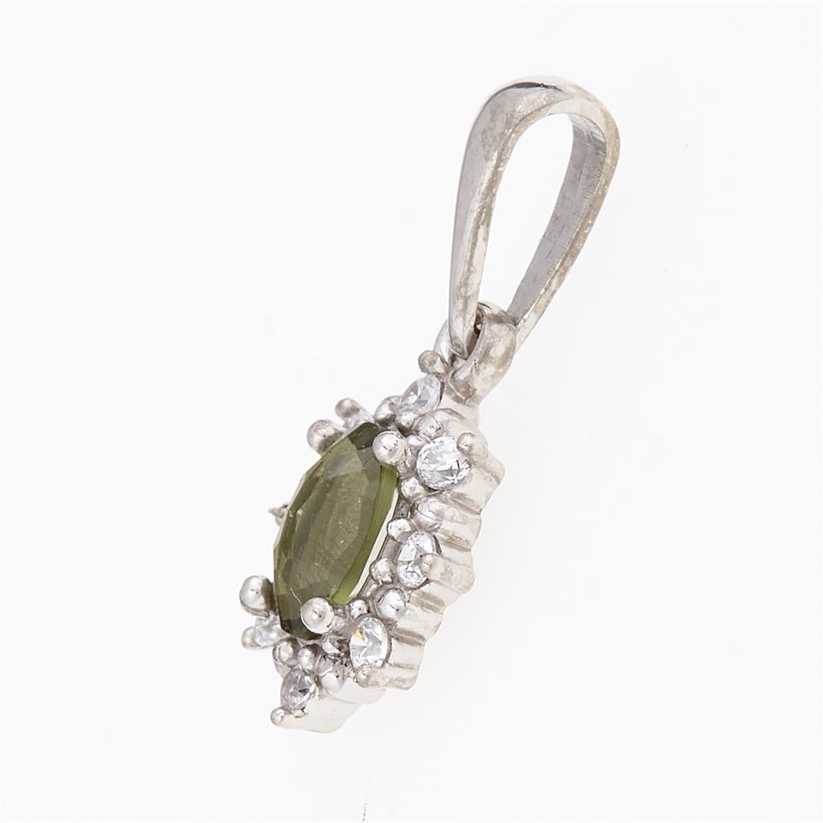 Golden pendant with moldavite and zirconia AUVZ1001-WG