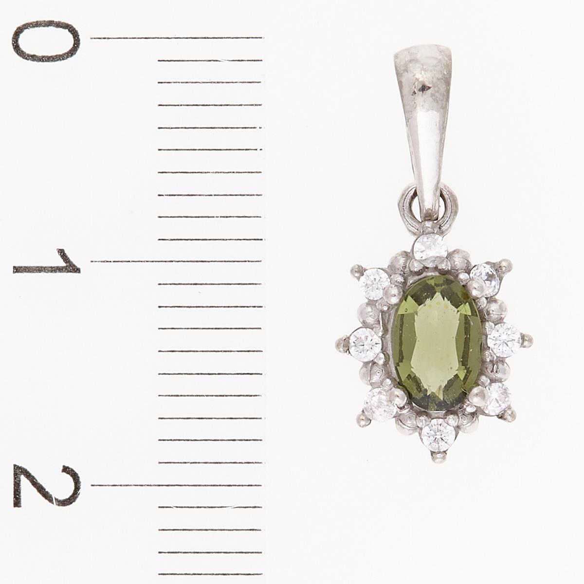 Golden pendant with moldavite and zirconia AUVZ1001-WG