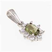 Ciondolo dorato con moldavite e zirconi AUVZ1001-WG