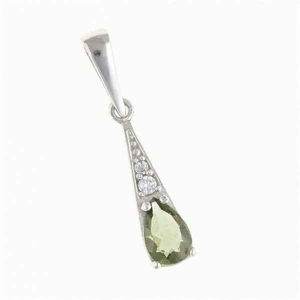Ciondolo dorato con moldavite e zirconi AUVZ1002-WG