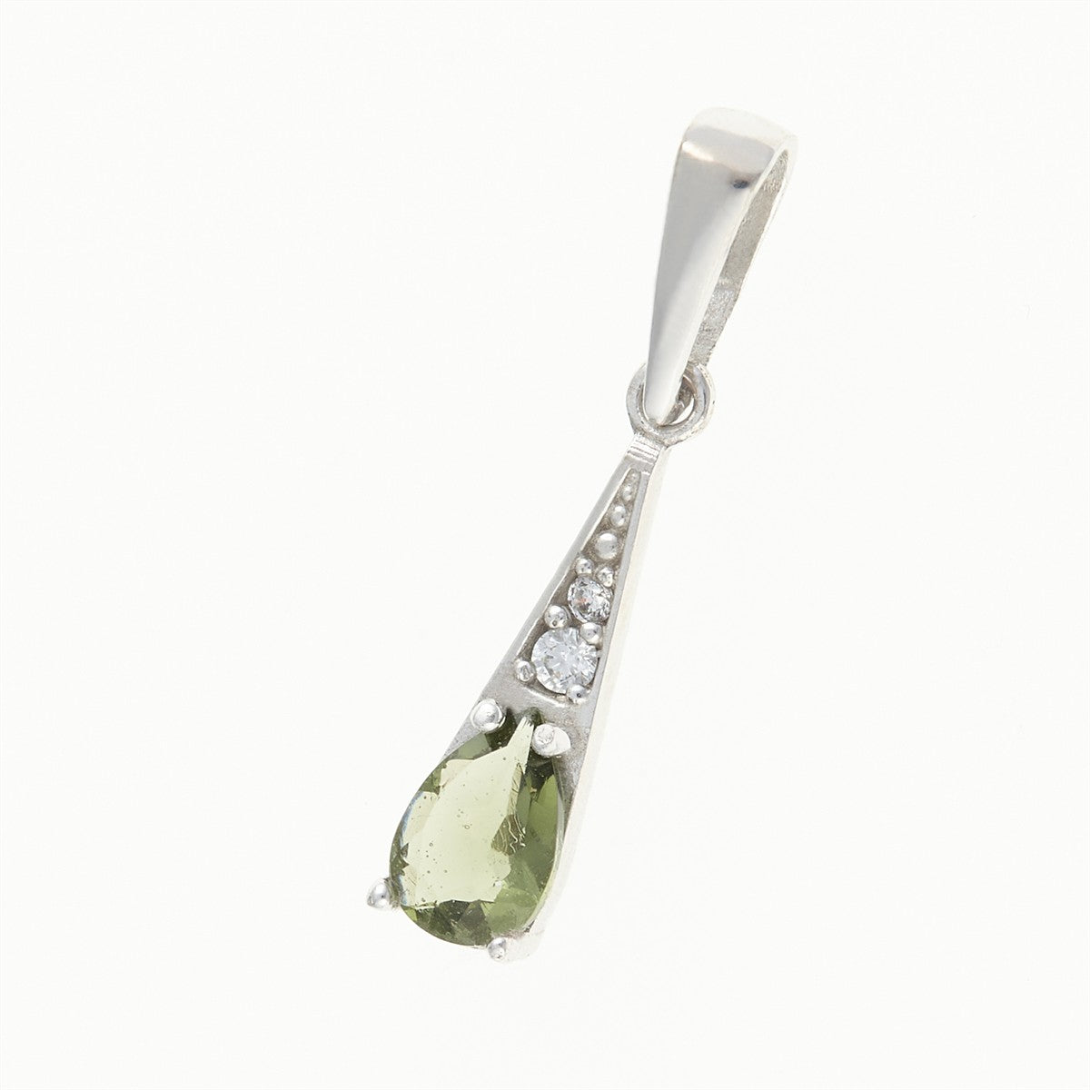Golden pendant with moldavite and zirconia AUVZ1002-WG
