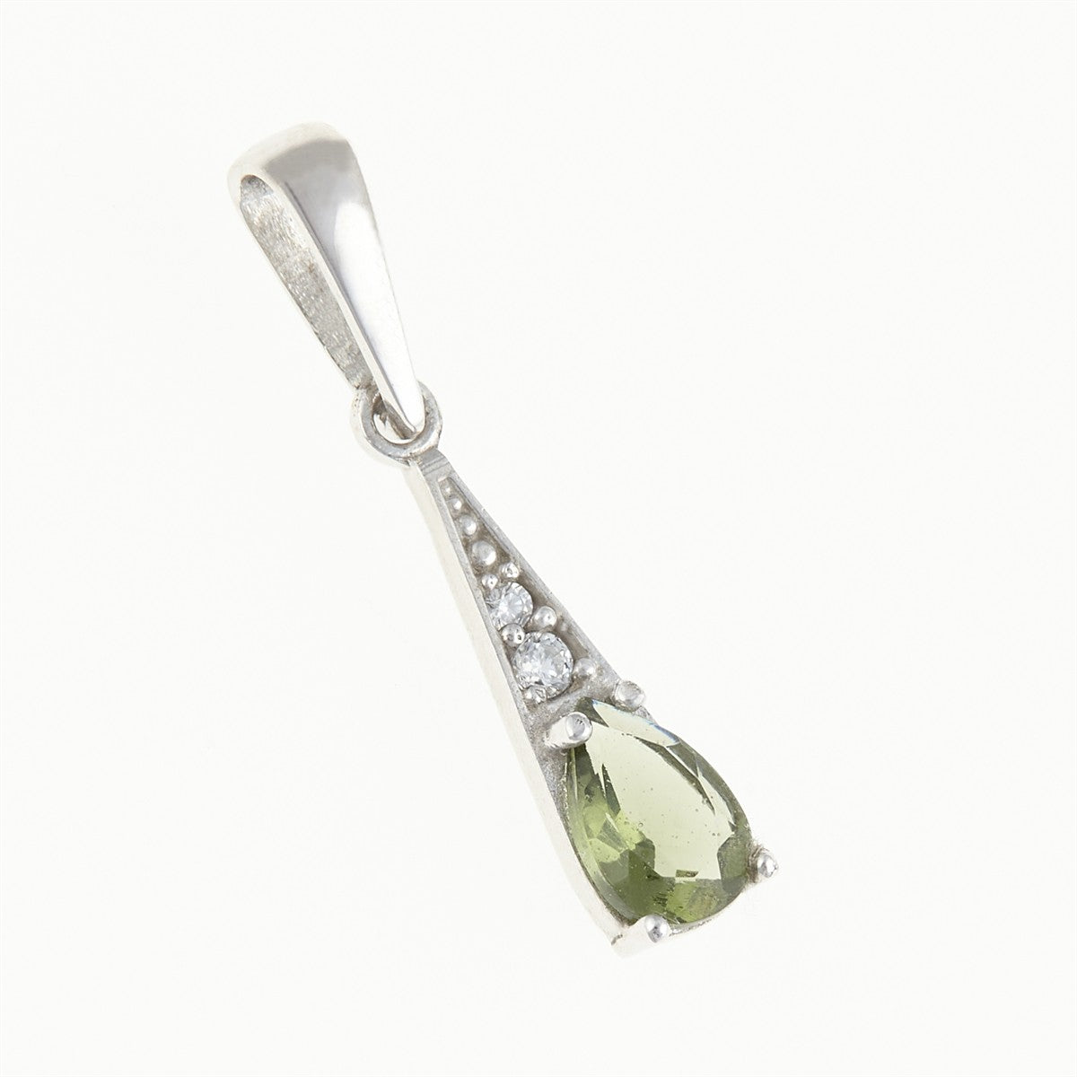 Golden pendant with moldavite and zirconia AUVZ1002-WG