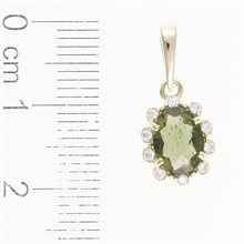 Golden pendant with moldavite and zirconia AUVZ1420