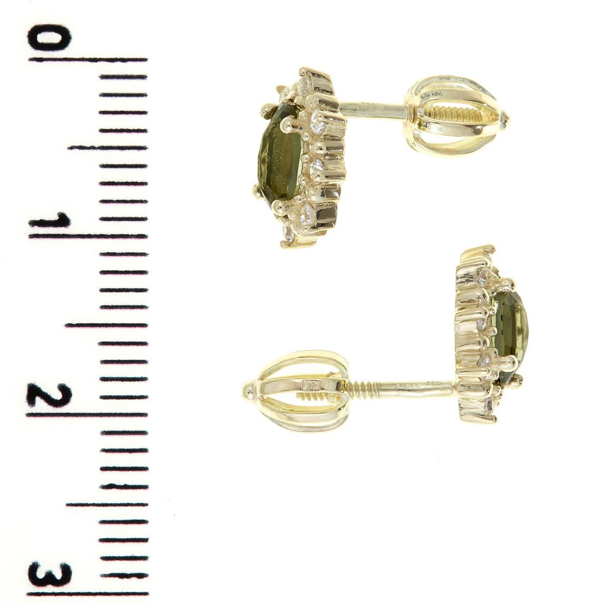 Golden earrings with moldavites and zirconia AUVZ2001-3