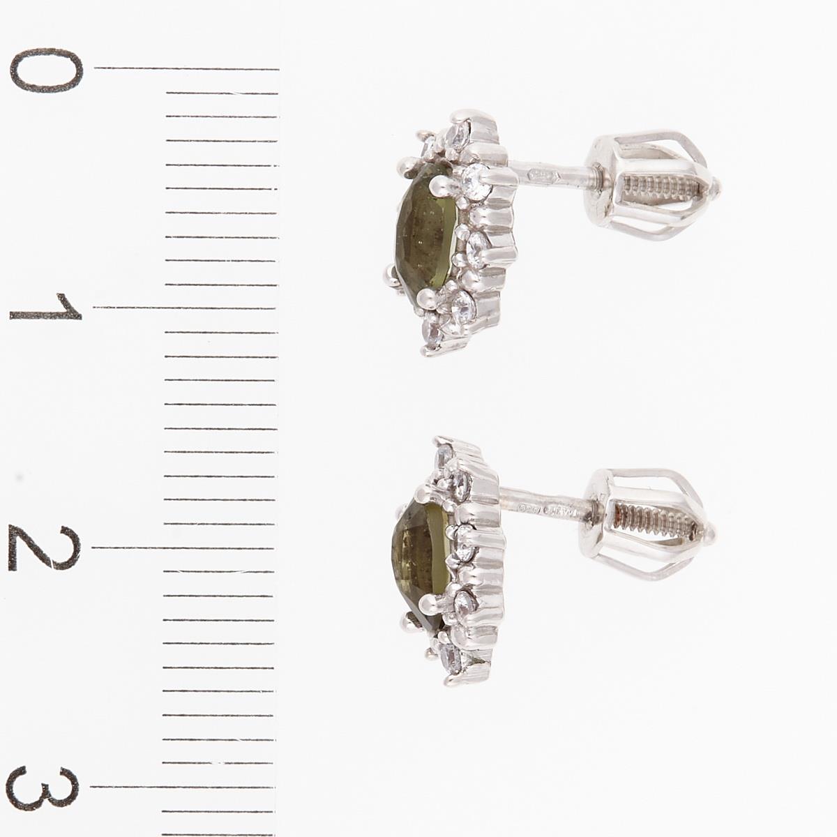 Golden earrings with moldavites and zirconia AUVZ2001-3WG