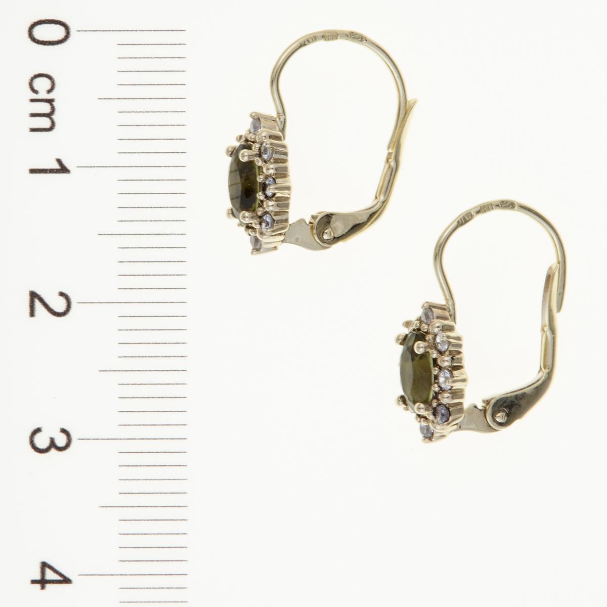 Golden earrings with moldavites and zirconia AUVZ2001-4