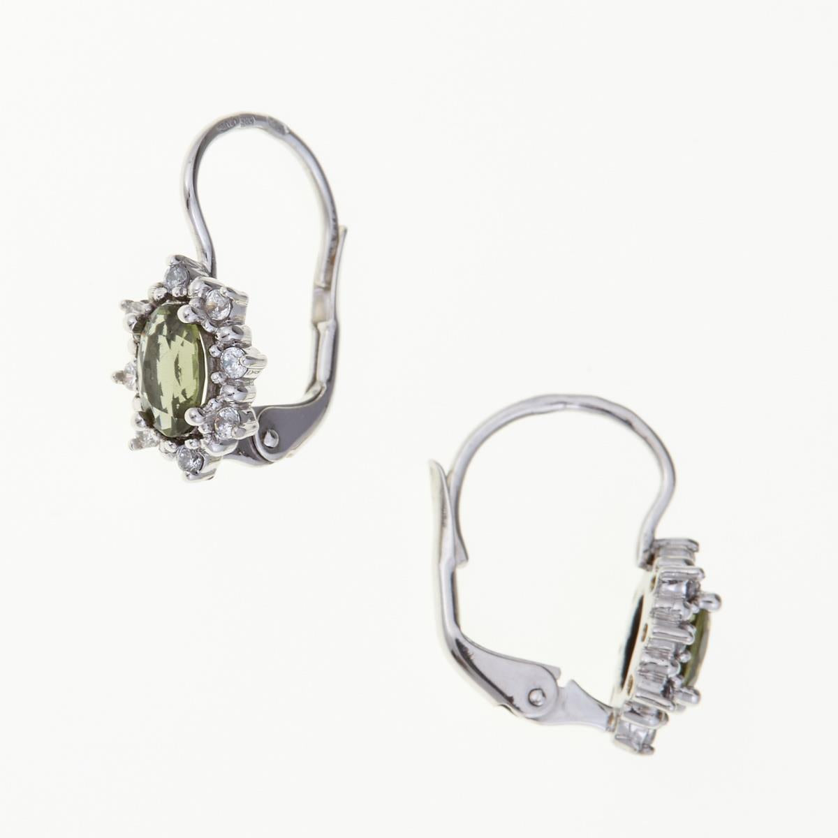 Golden earrings with moldavites and zirconia AUVZ2001-4