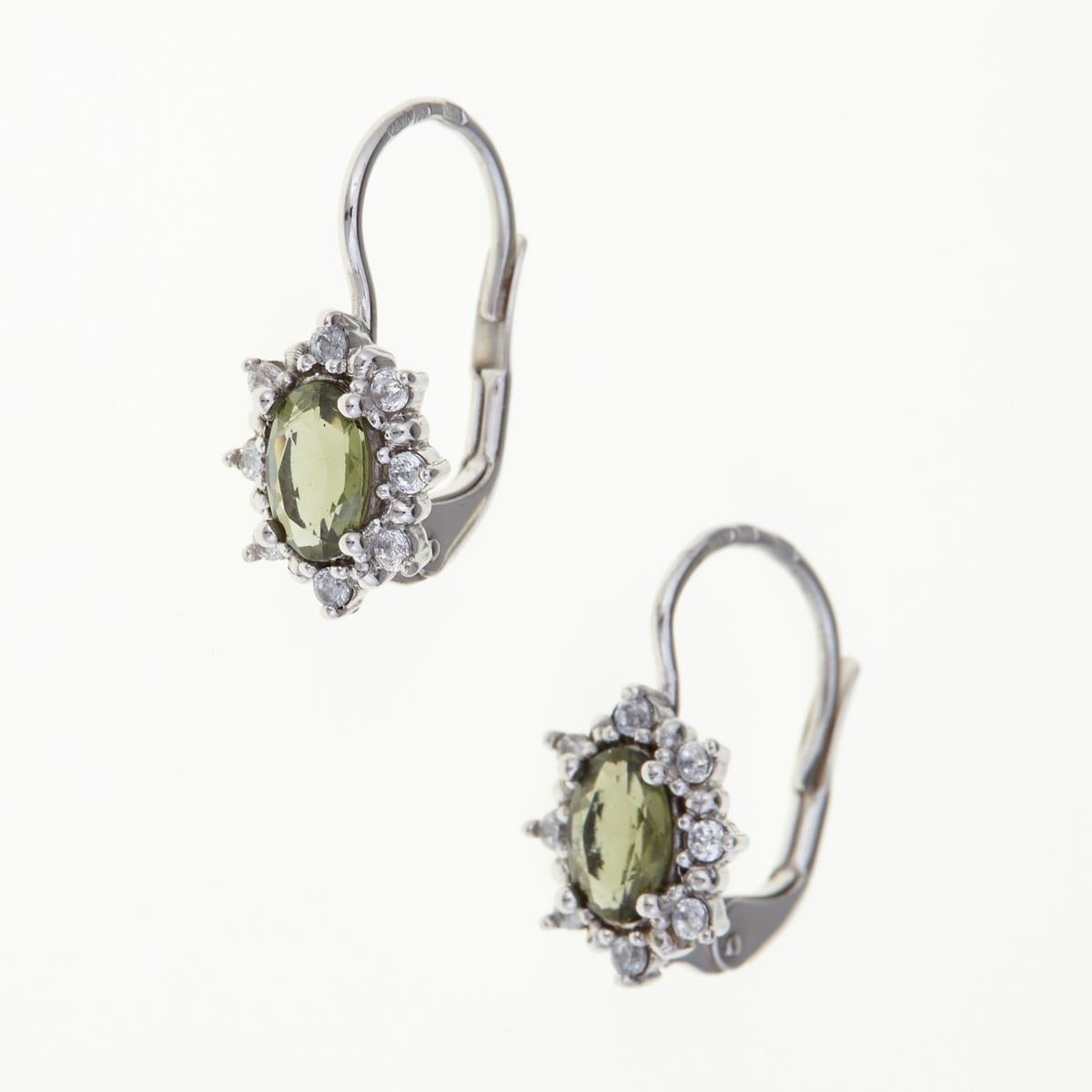 Golden earrings with moldavites and zirconia AUVZ2001-4
