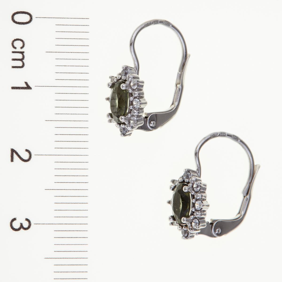 Golden earrings with moldavites and zirconia AUVZ2001-4