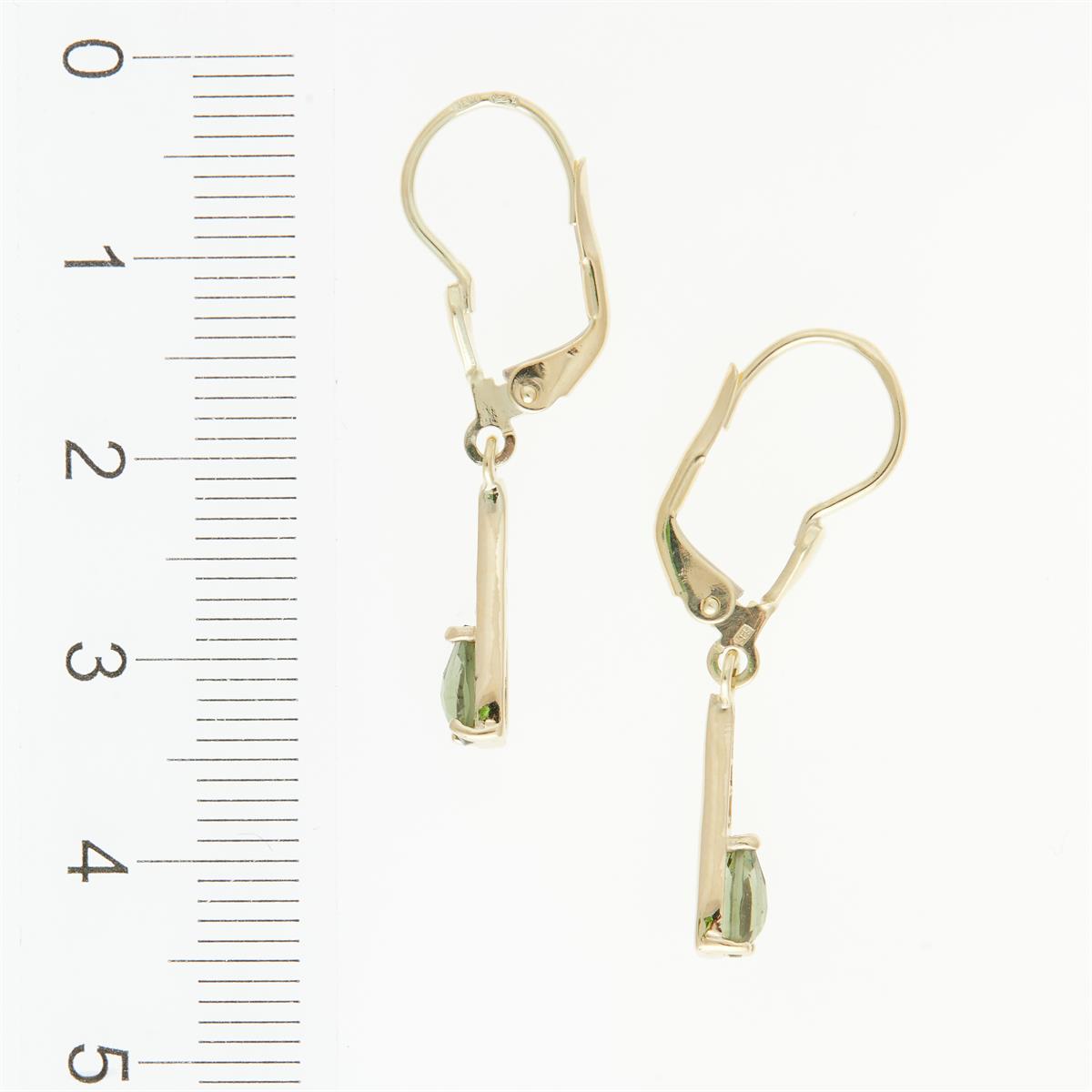 Golden earrings with moldavites and zirconia 2002-4
