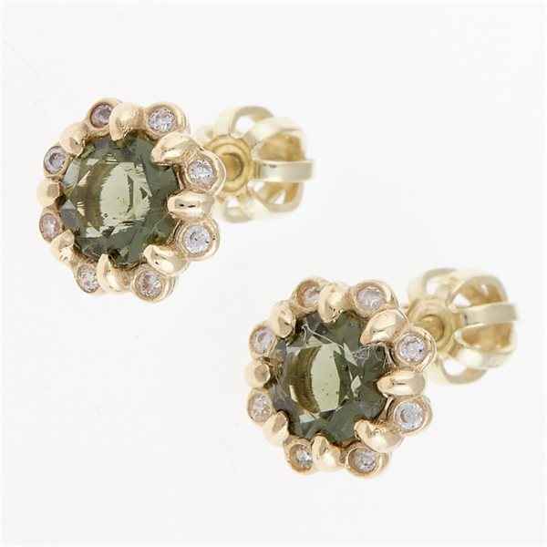 Golden earrings with moldavites and zirkonia AUVZ2125-3