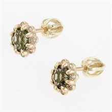 Golden earrings with moldavites and zirkonia AUVZ2125-3