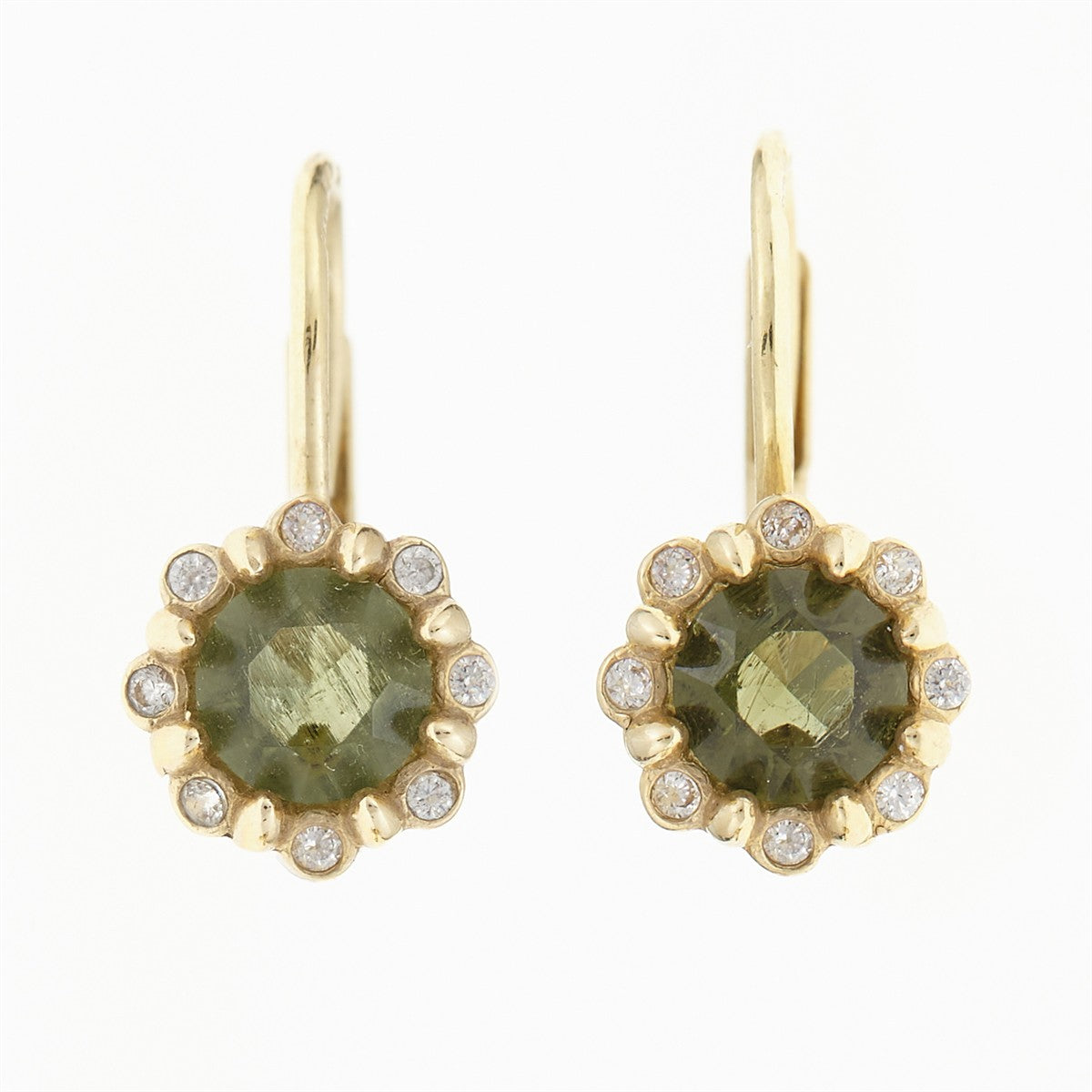 Golden earrings with moldavites and zirconias AUVZ2125-4