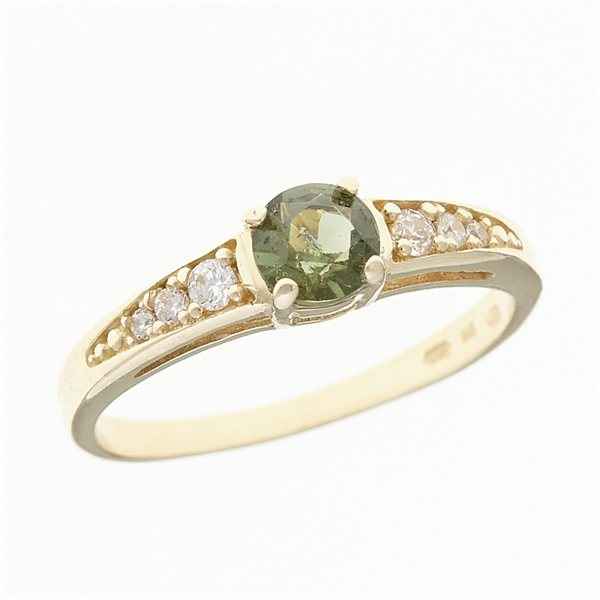 Anello in oro con moldavite e zirconi AUVZ3038