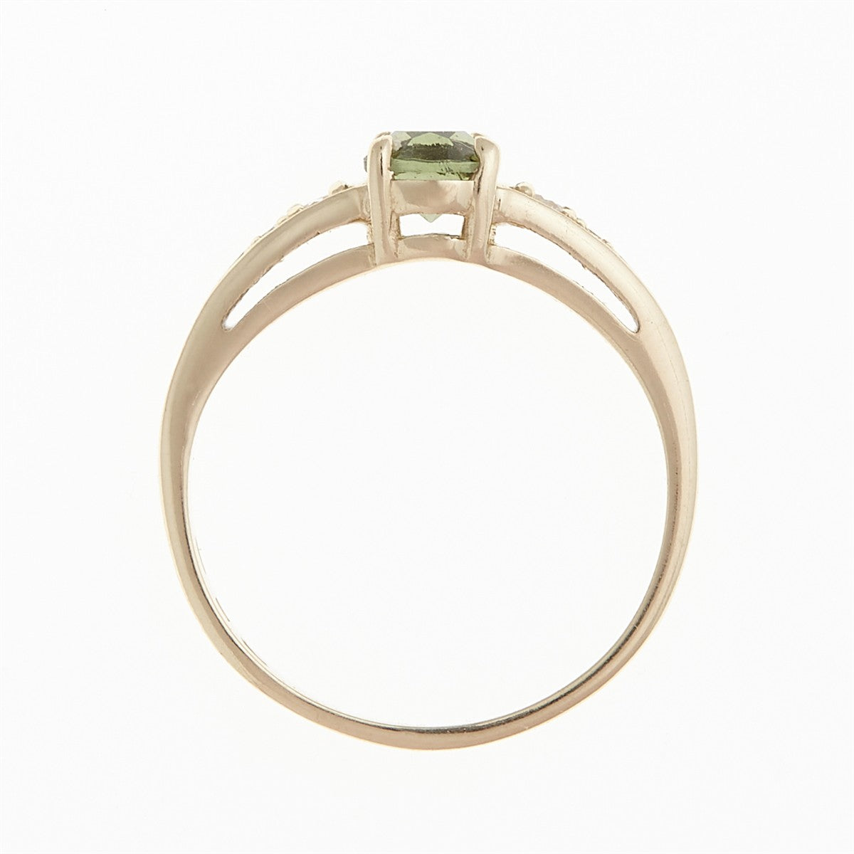 Golden ring with moldavite and zirconia AUVZ3038