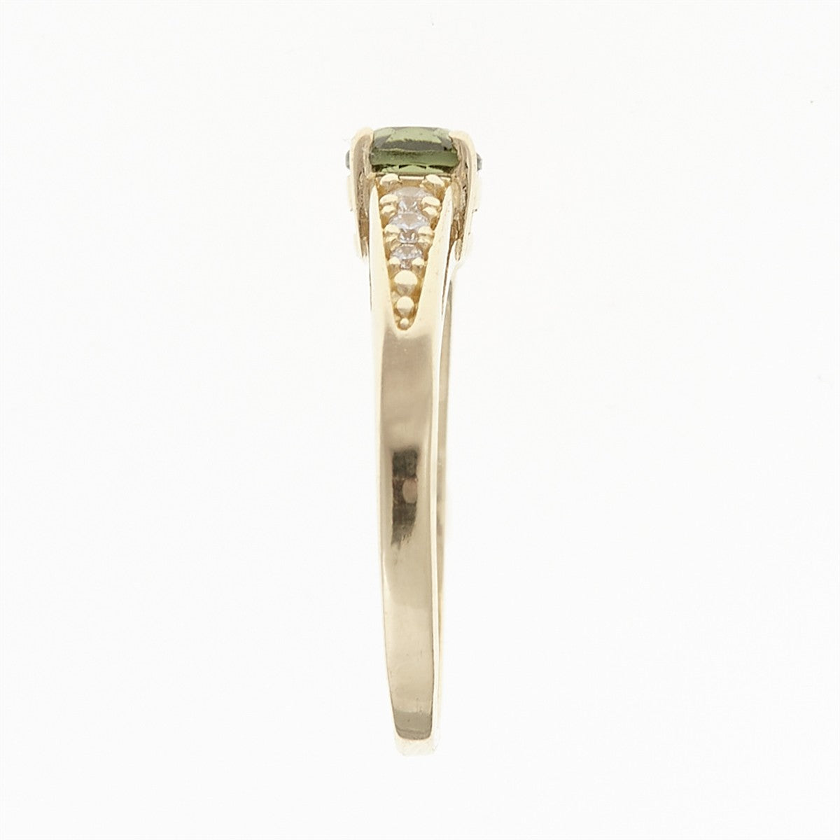 Golden ring with moldavite and zirconia AUVZ3038