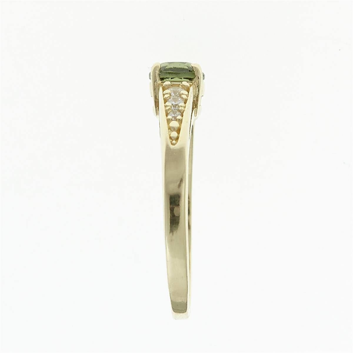 Golden ring with moldavite and zirconia AUVZ3038