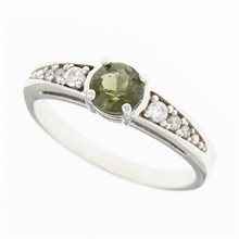 Golden ring with moldavite and zirconia AUVZ3038WG
