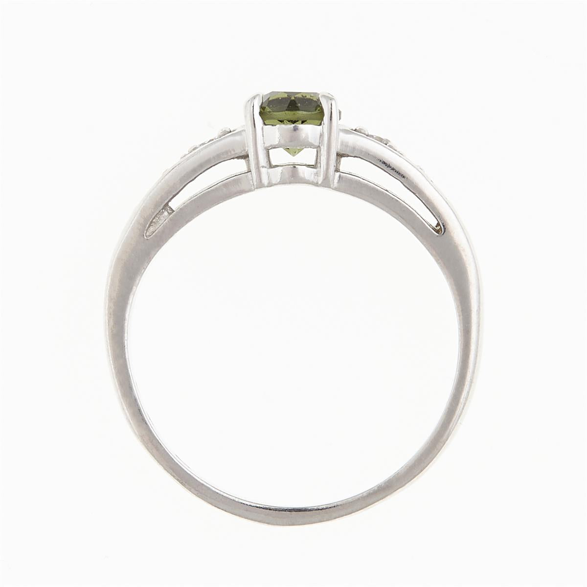 Golden ring with moldavite and zirconia AUVZ3038WG