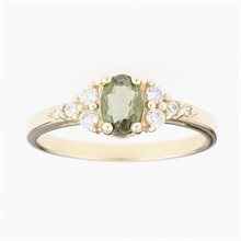 Anello in oro con moldavite e zirconi 3042