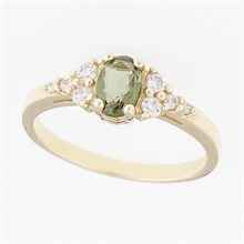 Anello in oro con moldavite e zirconi 3042