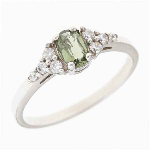Anello in oro con moldavite e zirconi AUVZ3042WG