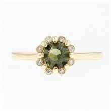 Anello in oro con moldavite e zirconi 3125