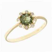 Anello in oro con moldavite e zirconi 3125