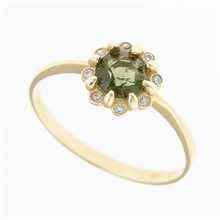 Anello in oro con moldavite e zirconi 3125