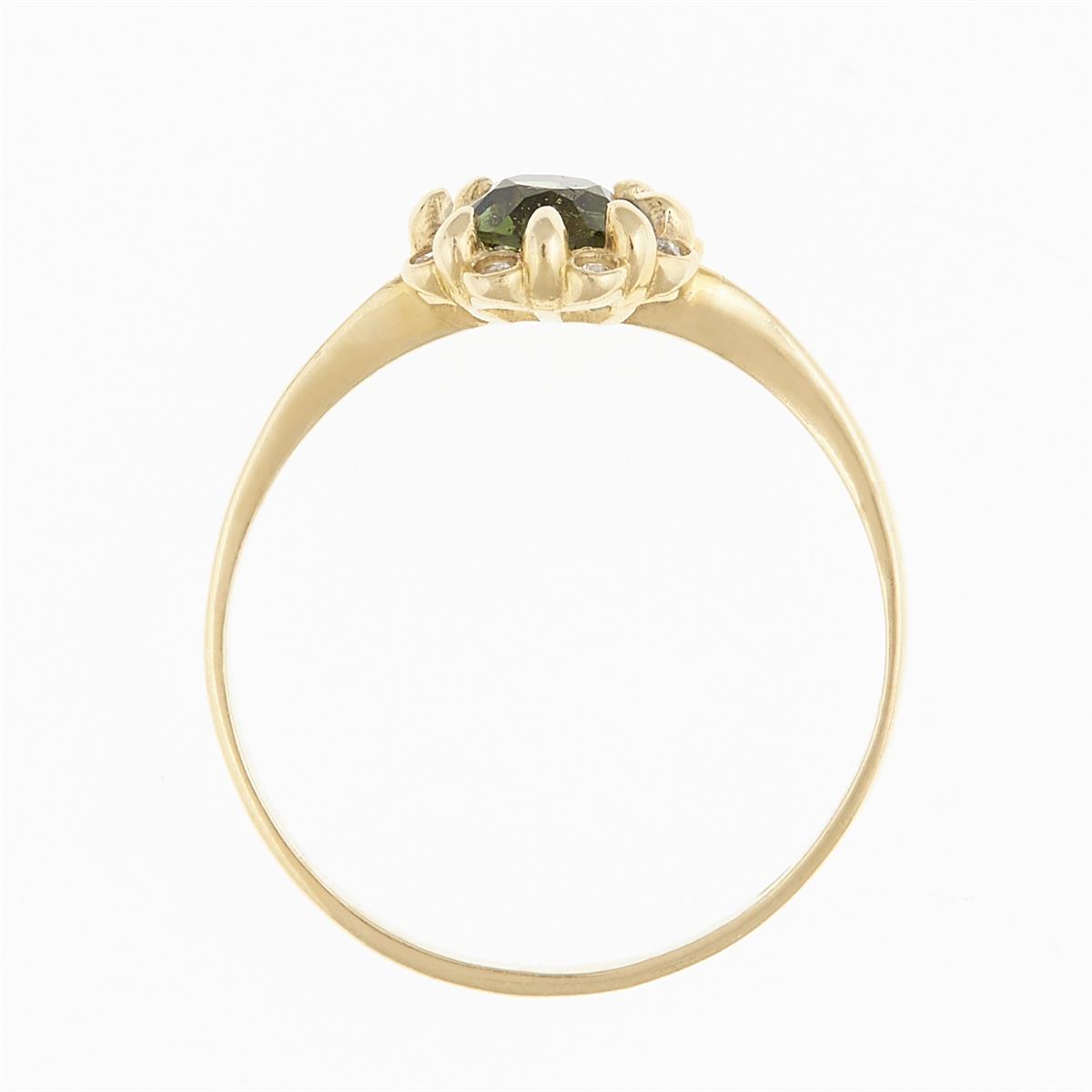Golden ring with moldavite and zirconia 3125